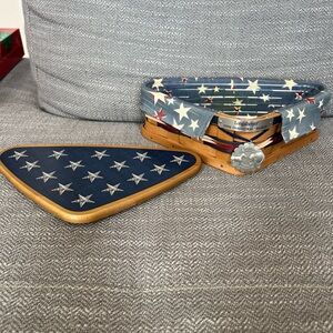 Longaberger 2009 Complete Inaugural Flag Basket with Liner Protector Lid Tie-On
